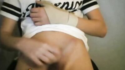 European smooth young boy masturbates for fun