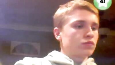 Smooth cute teen boy blond wanks and cums on cam