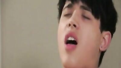 Cut and shaved boy cums while porked