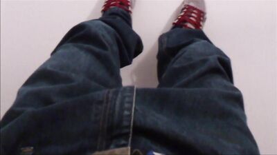 Skater wanks in baggy and fucks his shoes 3