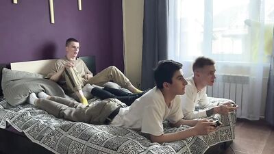 Together with my stepfather, I fuck my console-playing friends