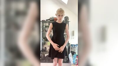 Cute Elf Fem Boy Strips out of dress and Jerks off