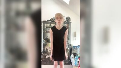 Cute Elf Fem Boy Strips out of dress and Jerks off