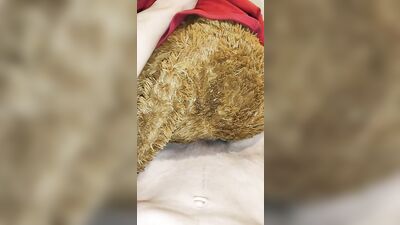 Fucking my best friend teddy bear in his tight ass without a condom (turn up the volume)