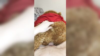 Fucking my best friend teddy bear in his tight ass without a condom (turn up the volume)