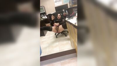 Crossdressing sissy tgirl toying her ass with anal plug wanting daddy to breed her