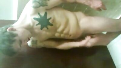 Tattooed guy wanks