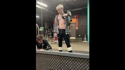 Sweaty gym lads fuck in the changing room showers