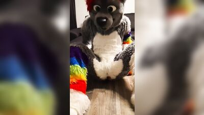 Wolf riding bad dragon dildo with huge cumshot at the end