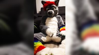 Wolf riding bad dragon dildo with huge cumshot at the end