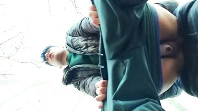 Public bareback quickie and cum inside twink