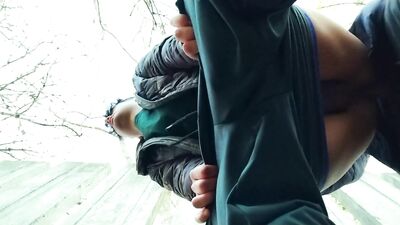 Public bareback quickie and cum inside twink