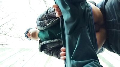Public bareback quickie and cum inside twink