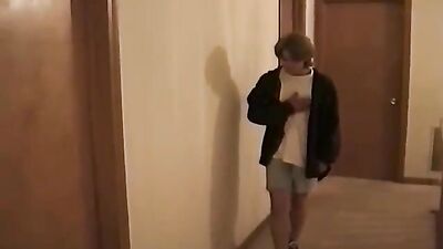 Getting blowjob on the stairs