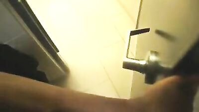 Jerking off in public bathroom - huge dick