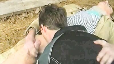 Cute boys watched in the barn
