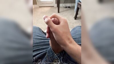 Jerking Off through my jeans and Cumming In Front of My Stepbrother
