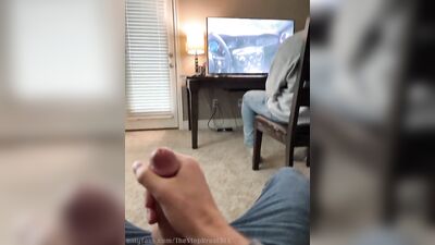 Jerking Off through my jeans and Cumming In Front of My Stepbrother