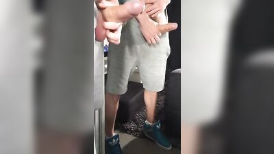 Big cumshot on miror