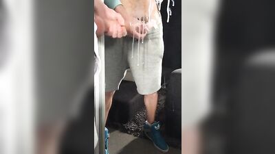 Big cumshot on miror