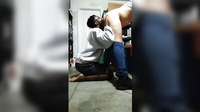 Fucking my friend in his garage while family home