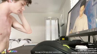 Twink jerks off with Asian classmate on facetime (Tyler Wu & Shane Hall)