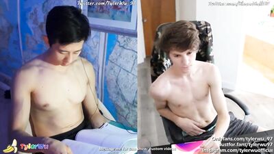 Twink jerks off with Asian classmate on facetime (Tyler Wu & Shane Hall)