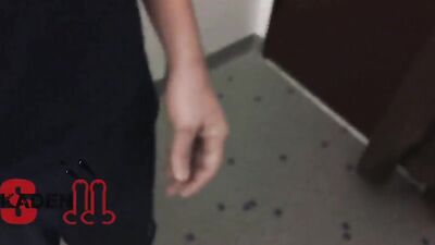 Big dick in a college bathroom