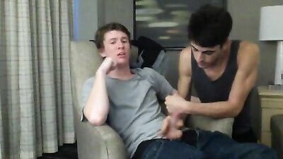 Horny guy blowing his shy lover on cam