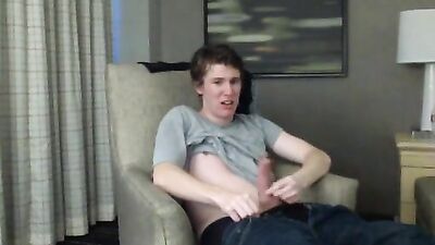 Horny guy blowing his shy lover on cam