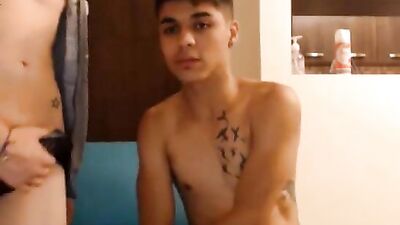 Blowing his horny buddy on cam