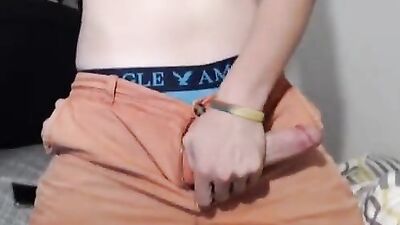 Hung shy hottie playing with his dick on cam