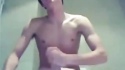 18yo hot smooth boy wanks on bed