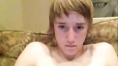 Smooth young blond masturbates throughout the house