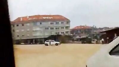 Drunk, naked straight guy taking a le*ak in a parking lot!