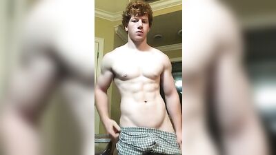 Red haired guy jerks off