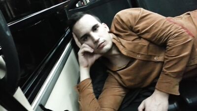 Drunk guy showing balls in bus