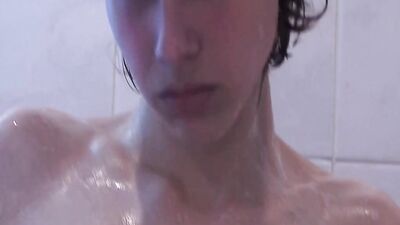 Very cute 18 year old boy wanking with cum