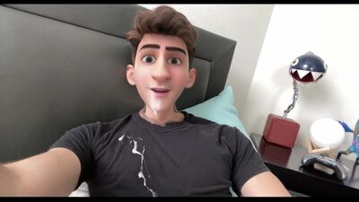 Cute Anime Cartoon Boy Guy Jerks his Cock and Cums on his Face