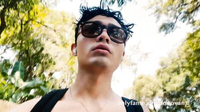 Skinny Twink Donovan running in the neighborhood just wearing shorts.