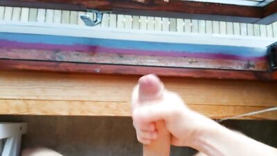 Jerking off through a window BIG LOAD