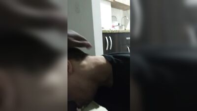 Twink boy sucking a black cock until cum