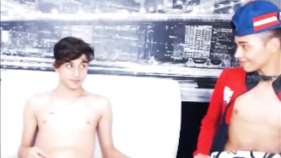 2 cute and smooth Latin boys masturbating and filming