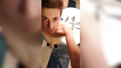 Gay Porn Video: Amateur Selfie Boy Bathroom Play!