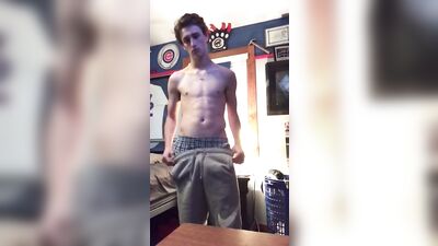 Horny jock porn boy strips to show off