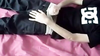 Teen shoots a load on his black shirt twink porn