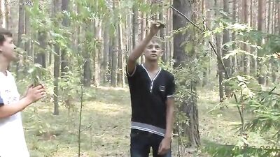 2 Hot boys playin in the woods