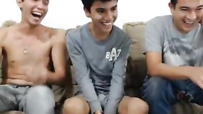 3 mexican guys jerking together their cocks on cam