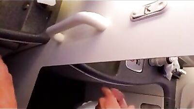 Airplane restroom hard cum
