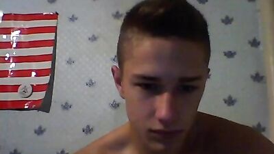 Cute young and beardless American masturbates